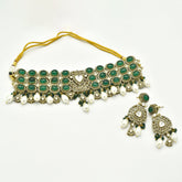 Fairuz Green Studded Antique Choker